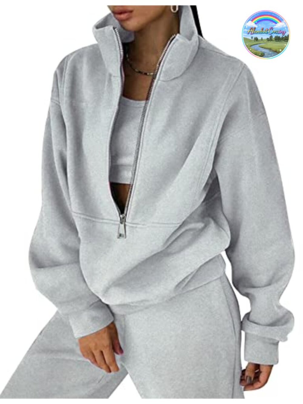 Women's Fleece 2 Piece Sweatsuit Half Zip Jogger Set Lounge Tracksuit